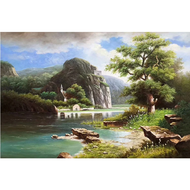 本物のキャンバスに手描きの風景の壁紙 Buy 中国の手塗装壁紙 ホームデコレーション風景壁紙 美しい風景壁紙壁画 Product On Alibaba Com