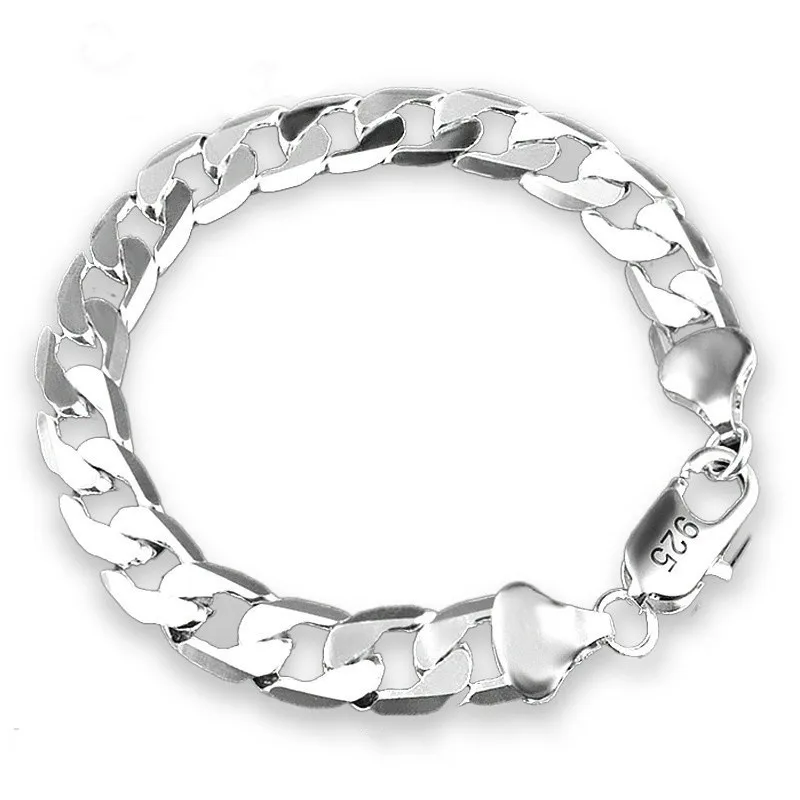925 Silver Plated Chunky Chain Bracelet 