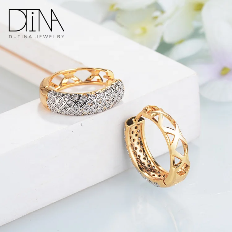 DTINA Romania Custom Gold Plated Clear Stone Earrings for Girls