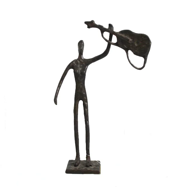 Guitar Player Abstract Bronze Sculptures for Home Decoration
