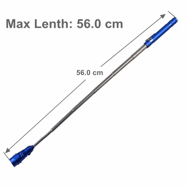 Magnetic Pick up Tool Lamp Work Light 3 LED Blue Telescopic Torch