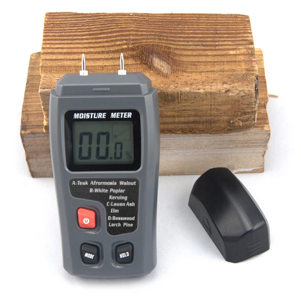 Digital Wood Moisture Meter Wood Humidity Tester Hygrometer Timber Damp Detector Large LCD Display (Grey)