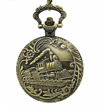 Fashion old train pocket watch pendant watches with chain retro vintage watch for man men women Factory direct sale!