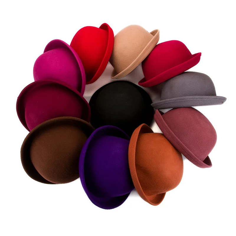 Unisex Vintage Bowler Hat 100% Pure Wool Cloche Beret