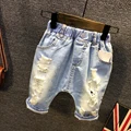 Hot Sale 2016 Kids Jeans Boys Children Summer Shorts Jeans Boys New Casual Ripped Holes Denim