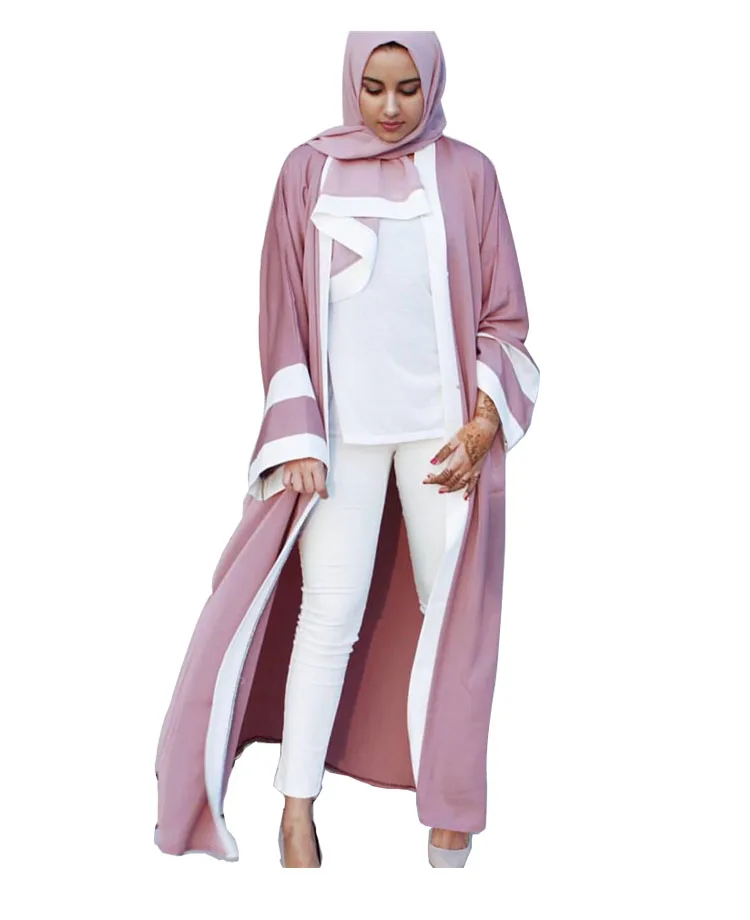 Glory 4 Color Options Joint Color Simple Muslim Women 2022 New Style Glory Abaya with Belt and Hijab