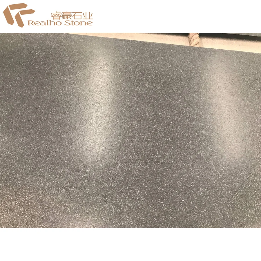 Leather Finished Nero Assoluto Zimbabwe Black Granite Tiles for Floor