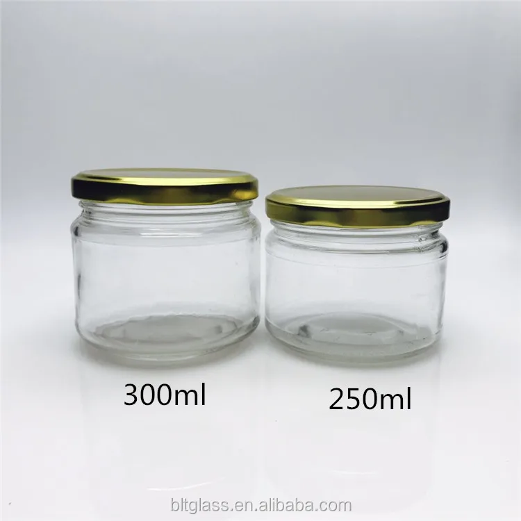 10oz 250ml 300ml in Stock Wide Mouth Breakfast Honey Bee Jam Hot Chilli Sauce Chutney Dressing Storage Glass Jar With Lug Lid