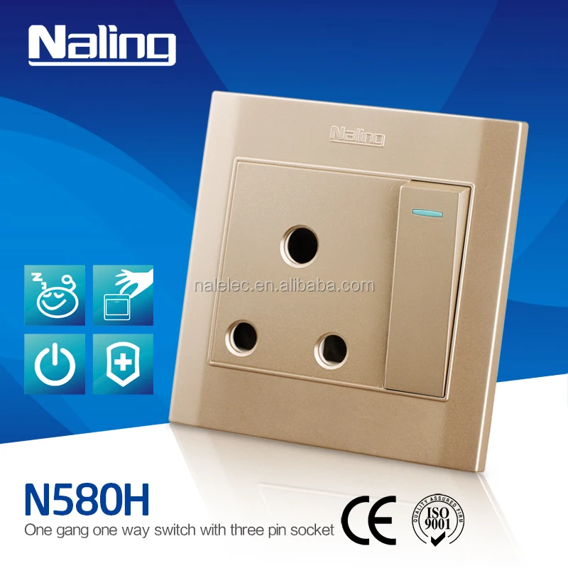 15 Amp One Gang Switch 3 Round Pin 250 V Socket