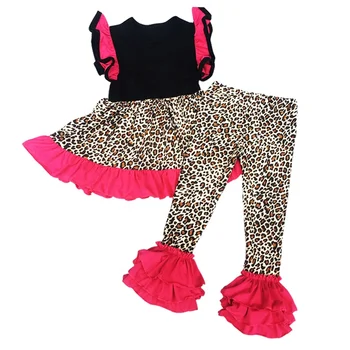 Toddler Girl Clothes kids Leopard print patchwork top and leopard print shorts 2piecs Clothes Sets for baby girl