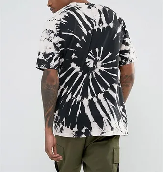 Custom printed mens t shirt bleach washed black bleach tie dye loneline t shirts hip hop men tshirt cotton