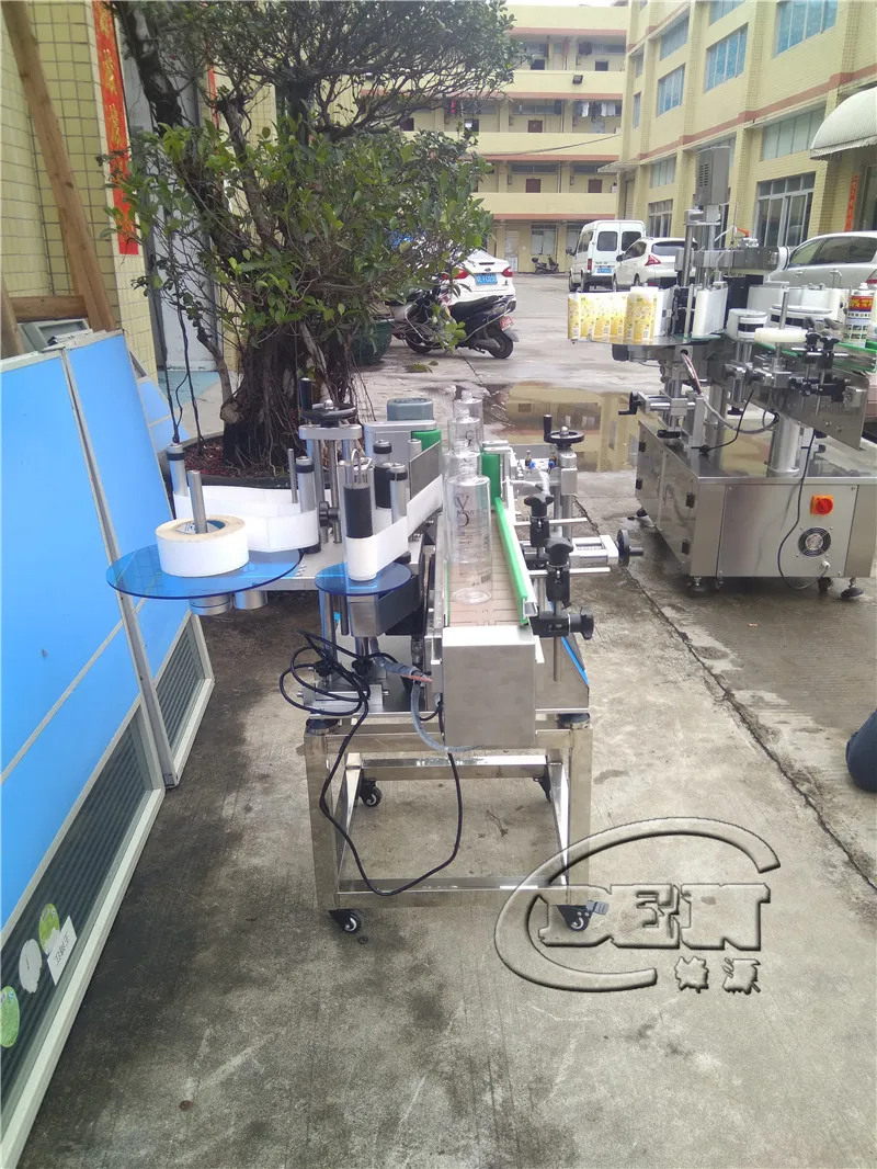 Настольный, автоматический стикер для жидкого мыла, автоматическая система очистки воды для наклеивания этикеток на круглые бутылки с точечной фиксацией машины 2 боковых с кодирующим устройством