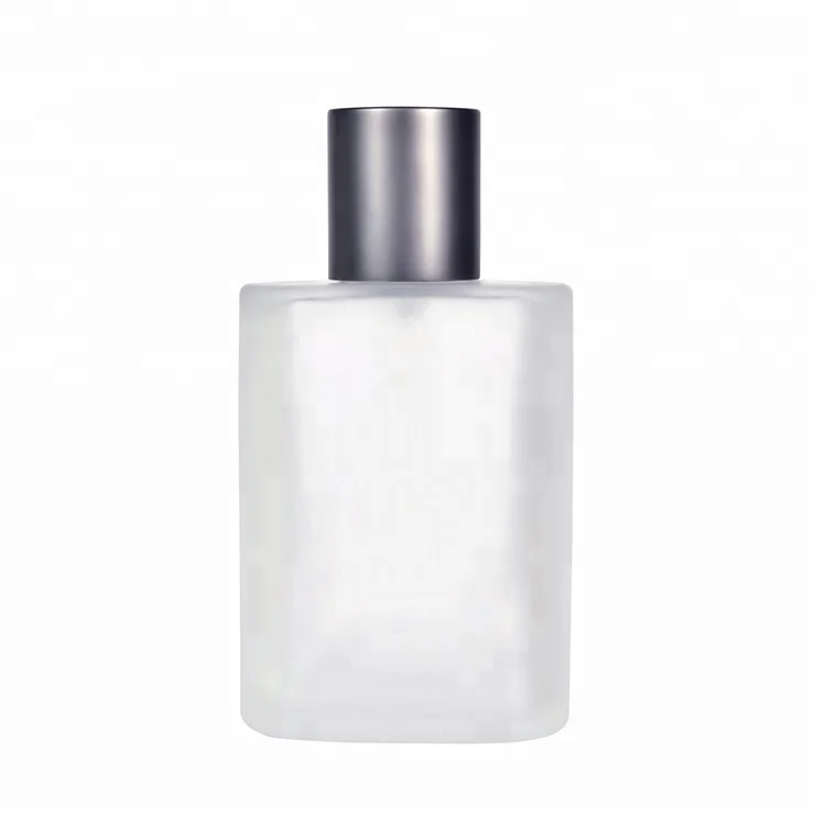 refillable flat square clear frosted pump spray glass perfume bottle 30ml 50ml 100ml