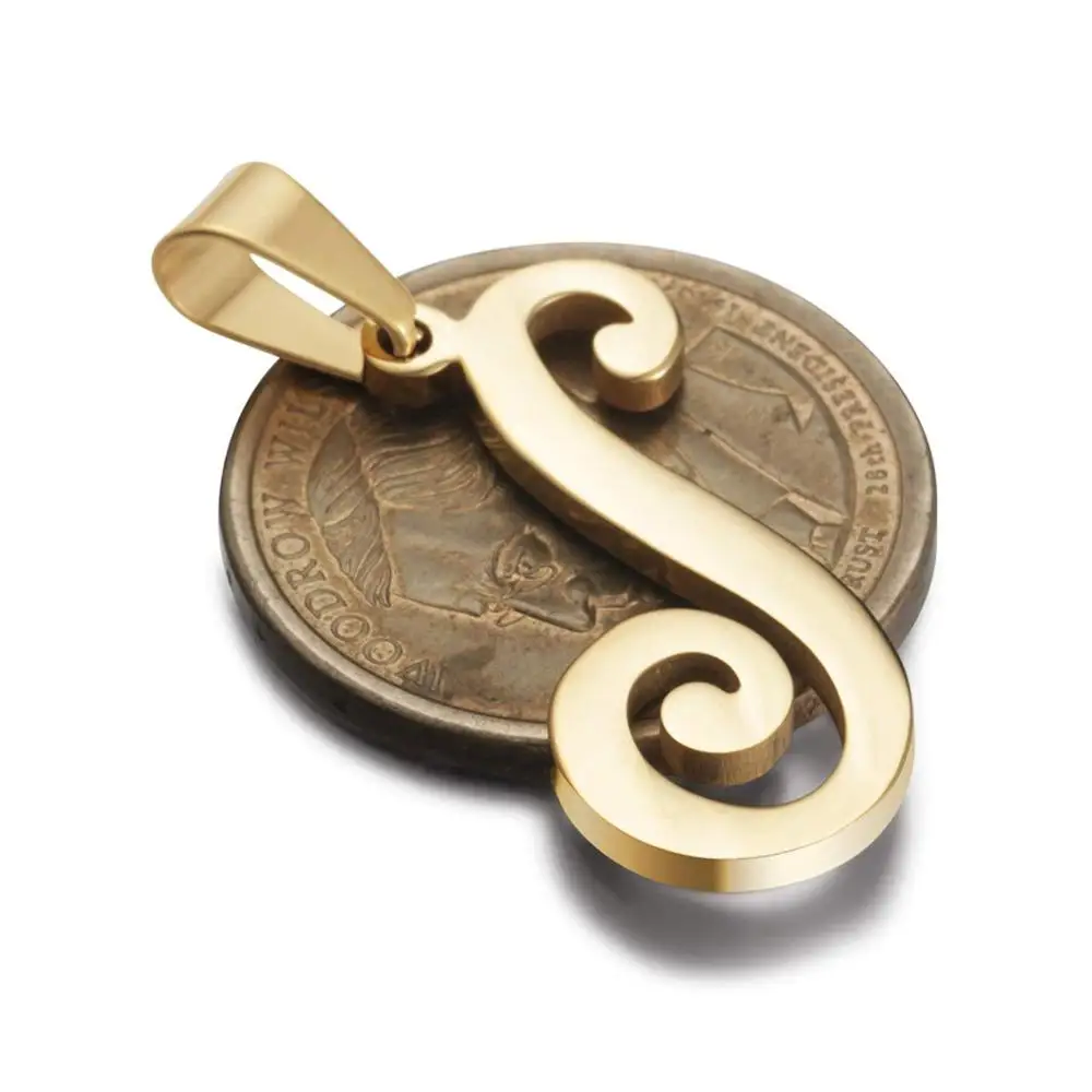 时尚设计 D N M K R S P J V 不锈钢金初始古英文项链字母字母吊坠