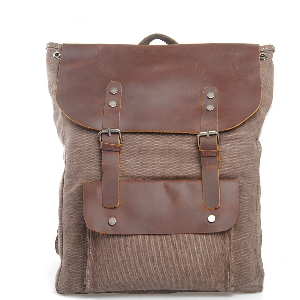 vintage minimalist waterproof outdoor canvas zipper backpack