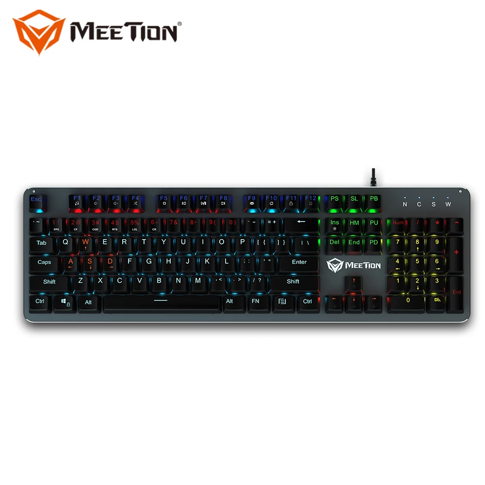 MeeTion MK007 Ergonomic Macro Led Backlit Light Customizable Metal Pc Computer Rgb Gamer Gaming Mechanical Keyboard