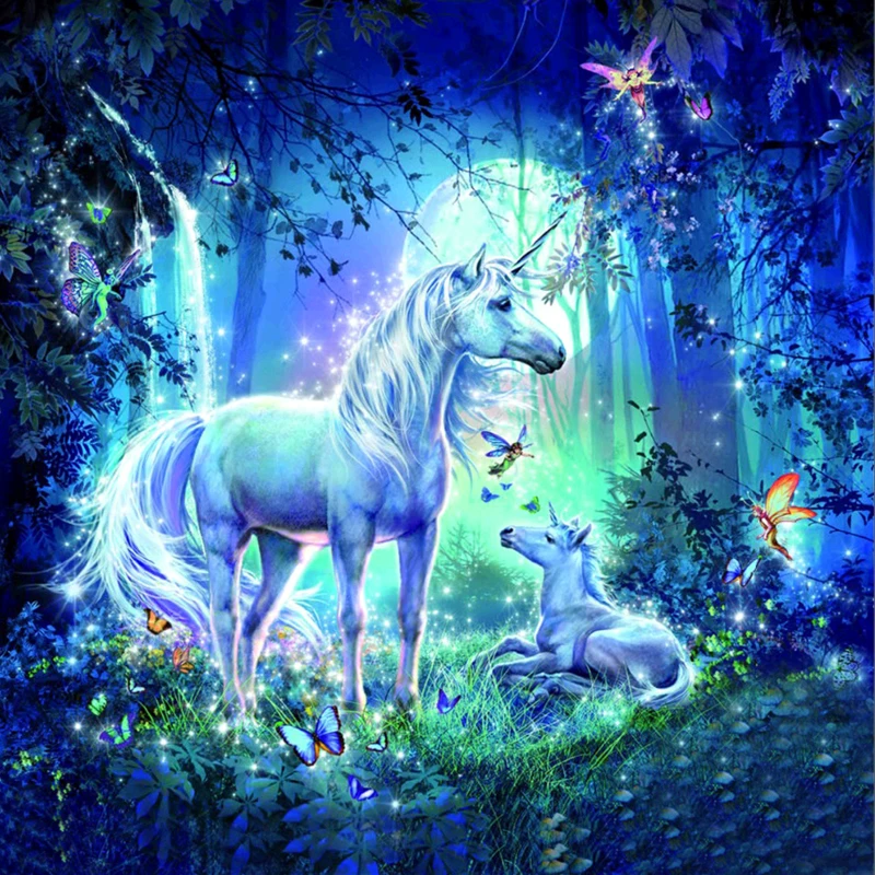 Mazari / алмазная мозаика Единорог. Сказочный Единорог. Лошади волшебные. Единорог фэнтези. Единорог в лесу
