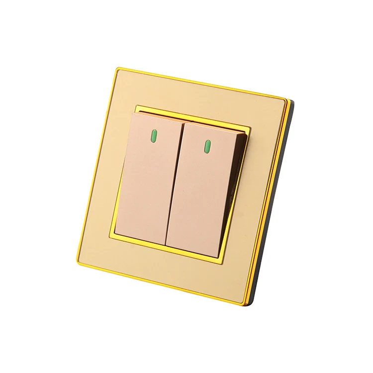 Gold PC Wall Switches Luxury Style 1/2/3/4 Gang 1/2 Way Eelctrical Switch Light Oonoff
