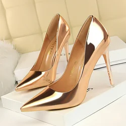 SS0037 Silver high heel shoes women 2021 latest spring ladies golden pump shoes