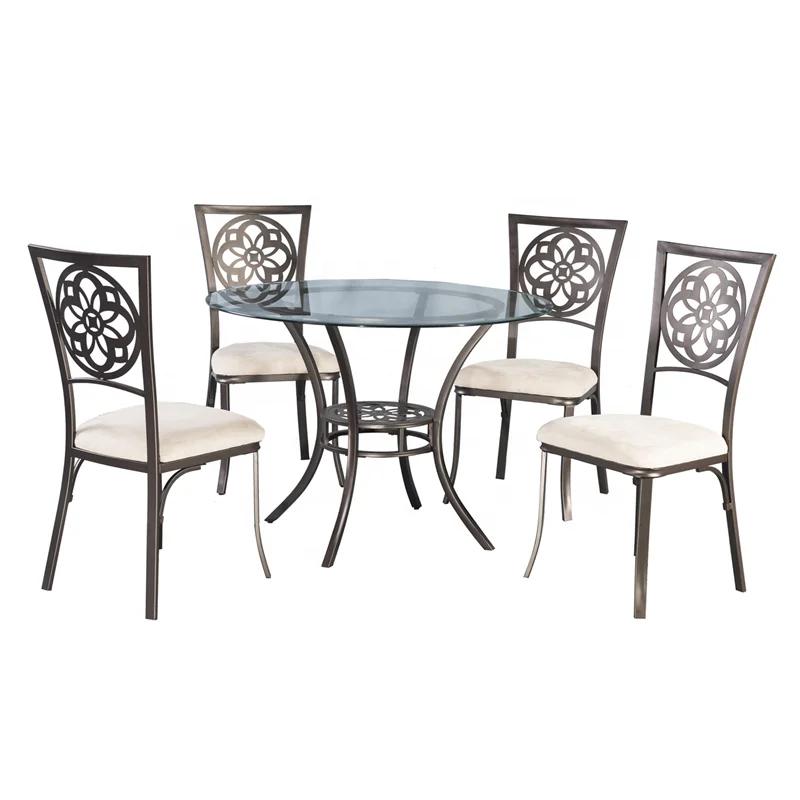 Artistic Design Metal Dining Table Set 1 Table 4 Side Chairs Dining Table Buy Hot Sale Cheap Used Dining Table Glass Top Metal Legs Dining Set 1 Table 4 Chair Classic European