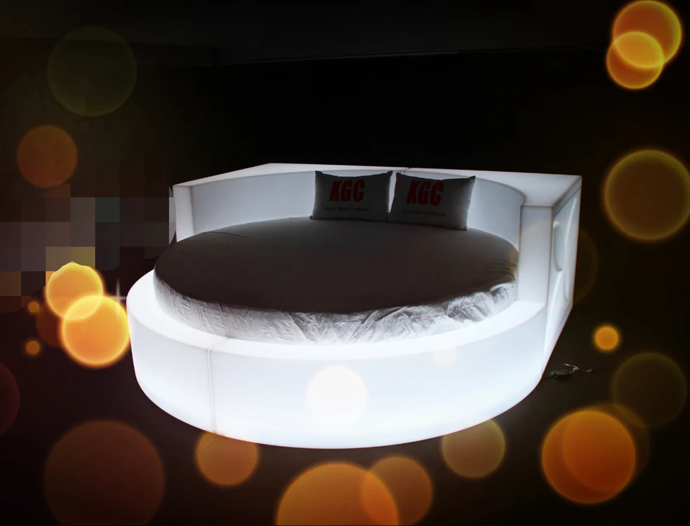 
Hotel LED furniture plastic lightweight durable bed outdoor illuminated queen size 