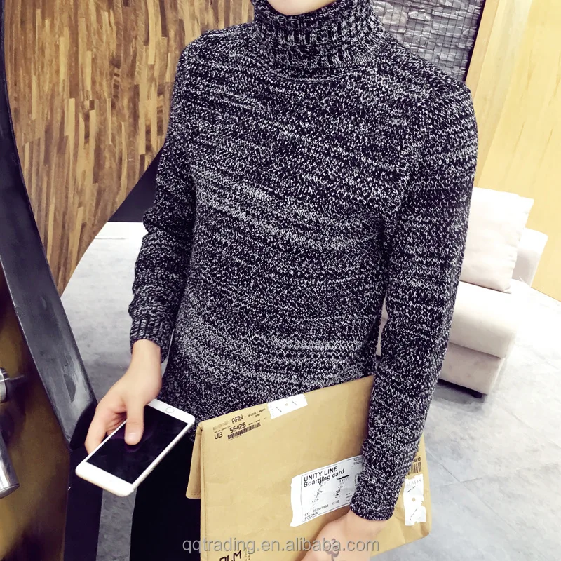 high neck woolen sweater for men