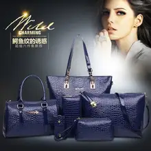 2015 Shoulder Crossbody Desigual Bag new crocodile bags pu leather bag 2Handbag+Messenger Bag+Purse+Wallet 6 PCS/Set L7-671