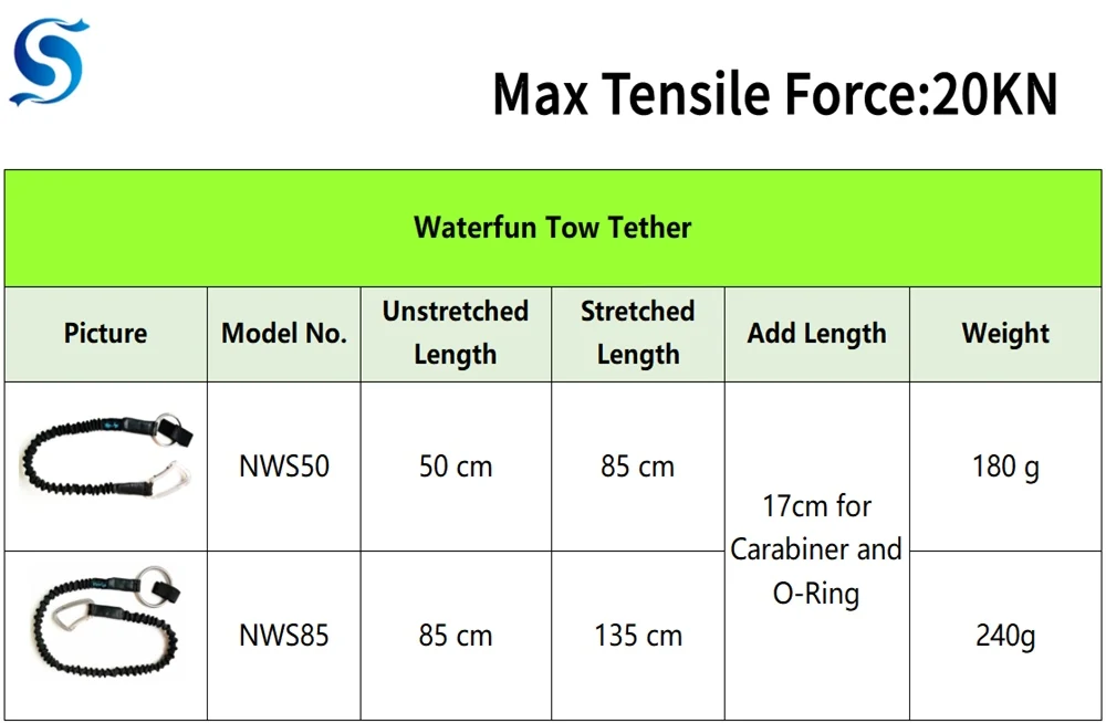 
 Water Rescue Cow Tail Bungee Webbing Tow Tether  
