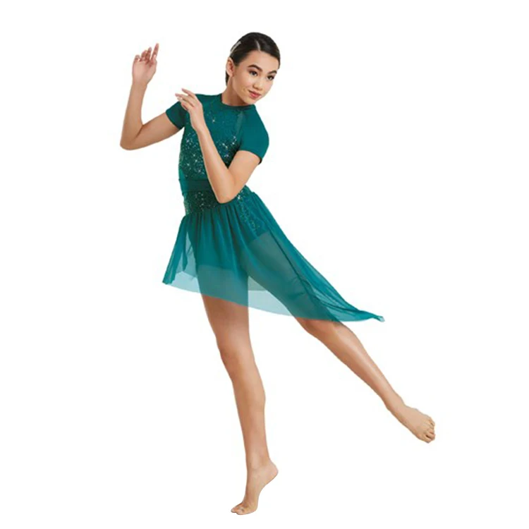 Robe De Danse Lyrique Enfant Fille - Costume Métallique Moderne Performance Scène