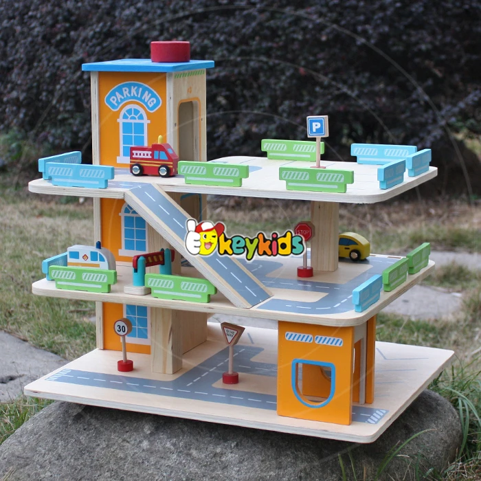 2017 Wholesale Toddlers Wooden Toy Car Parking Garage New Design Kids