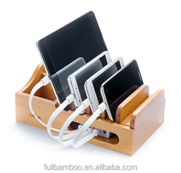 Бамбуковая зарядная станция Док-станция бамбуковый Настольный Органайзер