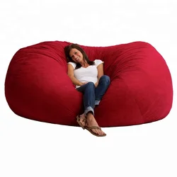 Soft memory foam filler round beanbag large living room sofa giant fluffy fur bean bed NO 2
