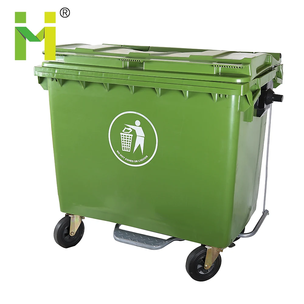 Large 660L Storage Trash Can with 4 Wheels Waste Bin - China