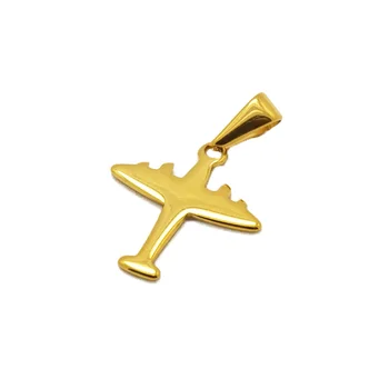 Hot sale simple small jewelry design stainless steel 14k gold plated plane pendant