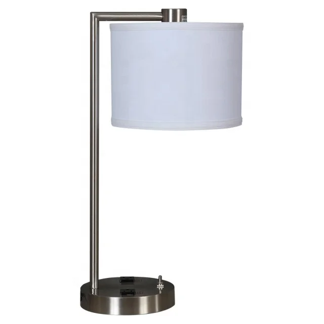 USA Canada hotel desk lamp with 2 power outlets and 1 rocker switch in the base