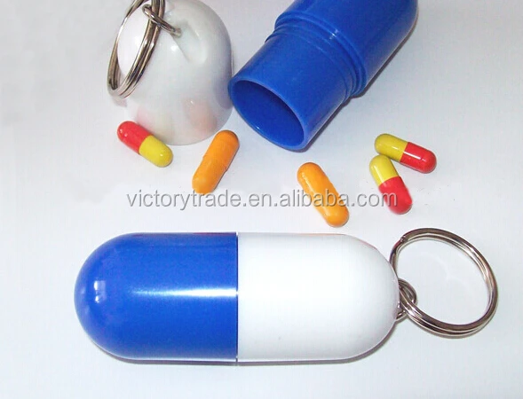 V-PB046 оптовая продажа красочные пластиковые капсулы формы таблетки коробка с брелком