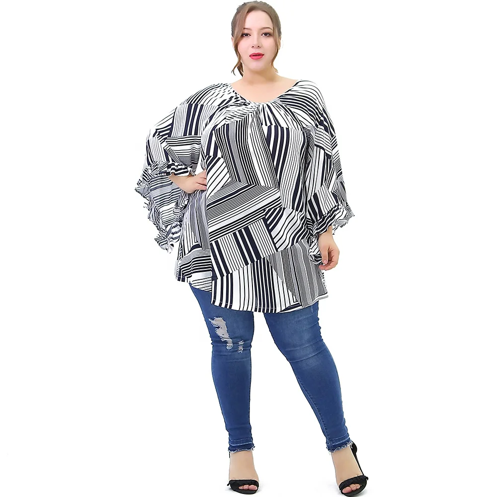 blusa listrada plus size