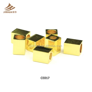 Wholesale Customized logo engrave beads round square shape Color Yellow Metal stoppers