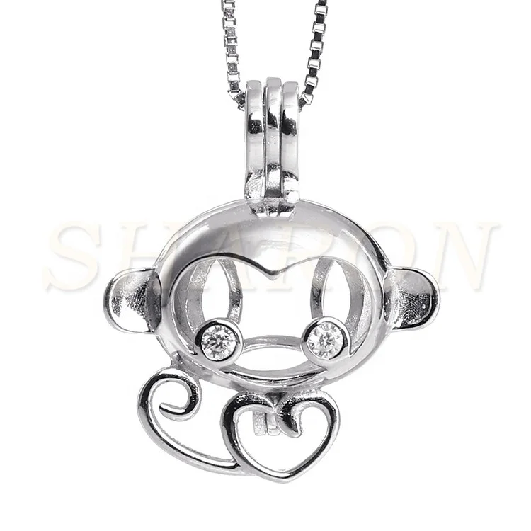 Cute Monkey Pearl Cage Pendant 