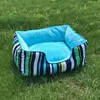 Comfot Short Plush and Printing Canvas Pet Bed with PP Cotton Filling sofa bed for dogs NO 6