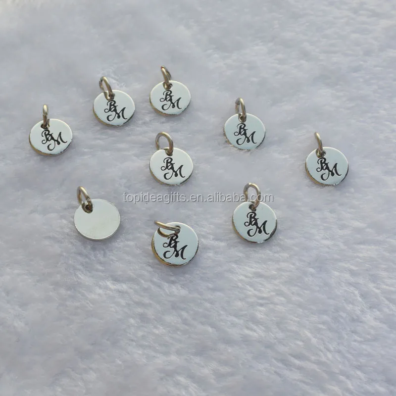 Custom Enamel Small Engraved Round Metal Plated Silver Jewelry Tags
