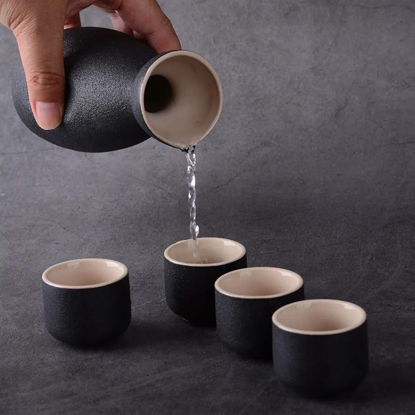 Traditional Design Sake Set Japanese Sake Cup Set Porcelain Pottery