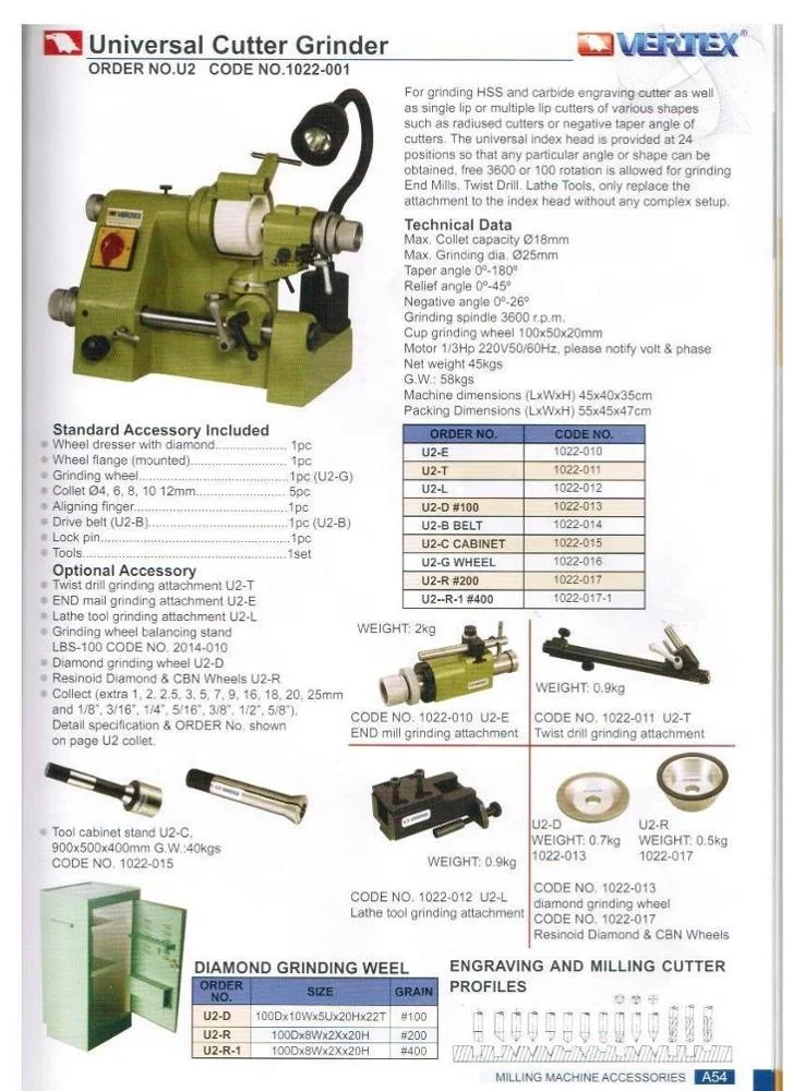 Universal Cutter Grinder U2 VERTEX Universal Drill Sharpener Cutter Sharpener