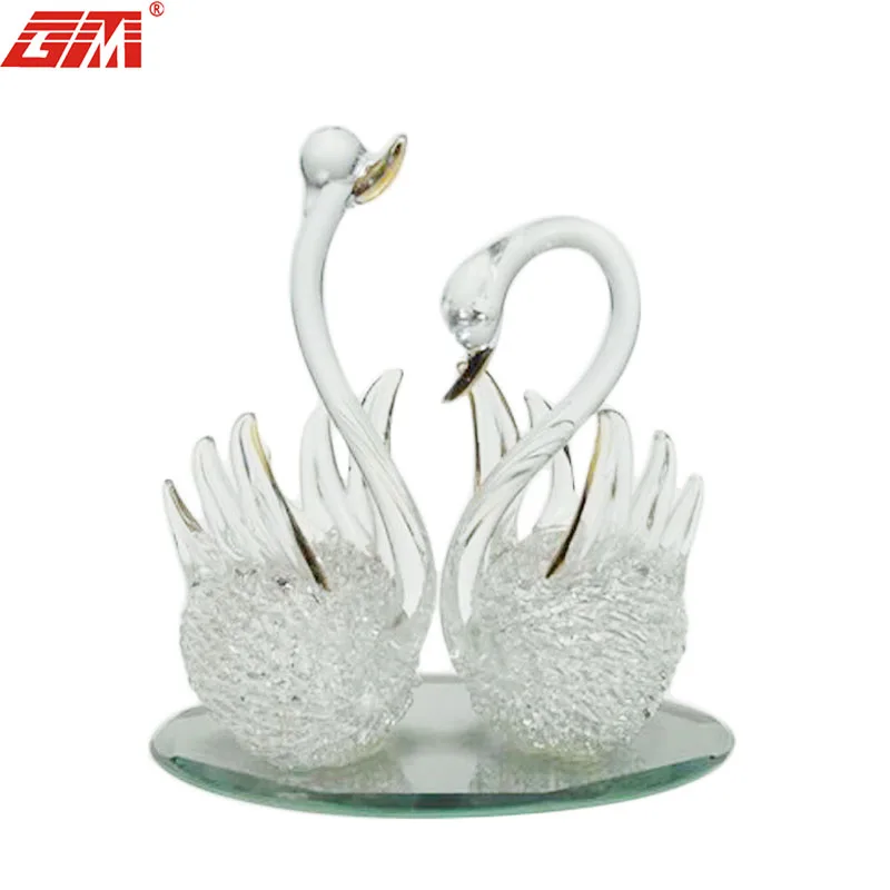 OEM crystal hand blown glass swans for wedding decoration personalized best selling valentines gifts factory