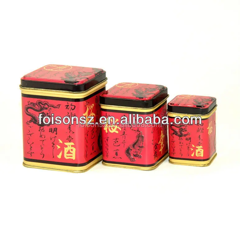 OEM factory traditional style empty square rectangular tea tin box ...