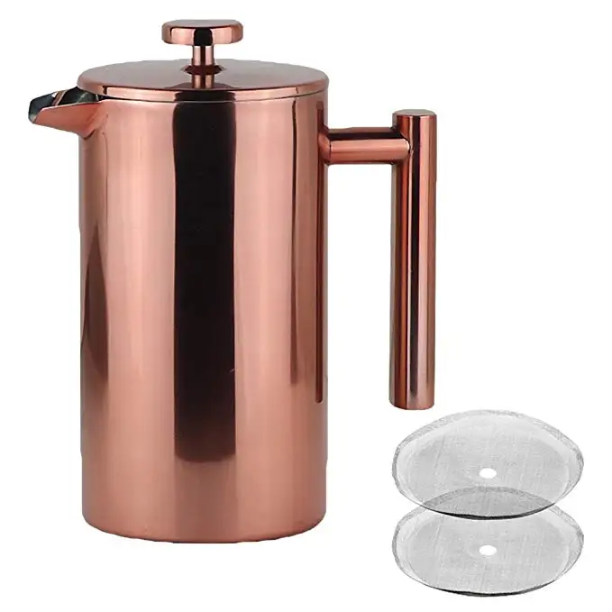 Prensa Francesa De Acero Inoxidable Para Café,Máquina De Café De Doble  Pared Con Aislamiento,Chapado En Cobre Premium Con 2 Mallas,34 Oz - Buy  Francés Prensa Café,Francés De Filtro De Prensa,Francés Prensa Termo
