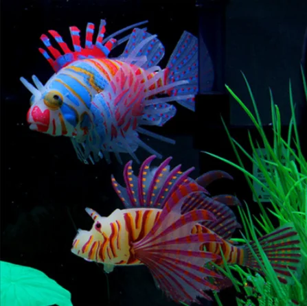 Glow In Dark Artificial Aquarium Ornament Fish Tank Decor Luminous Simulation Lionfish - Buy Aquarium Silicone Fish,Aquarium Accessories,Artificial Tropical Fish on Alibaba.com
