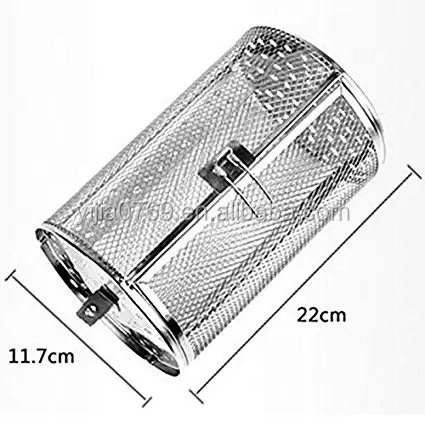 BBQ Charcoal Oven Basket Grill Rotating Heat Resistant Non-Stick Stainless Steel Rotisserie Trays Kit Hexagon Hole Corrosion