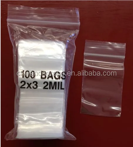 Zip Lock Pouch Bags 2 inch x 3 inch 100 Pieces Transparent