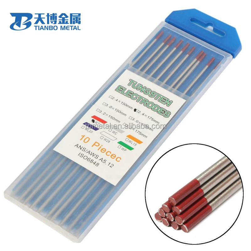 1.6mm x 150mm Red Tungsten 2% Th Thoriated DC Tig Welding Electrode 